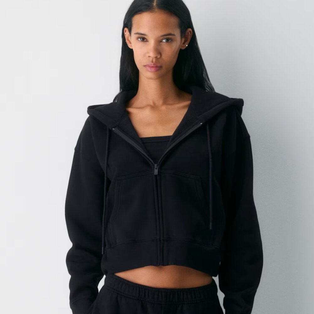 Cozy Sweatfleece Boyfriend Cropped Zip Hoodie